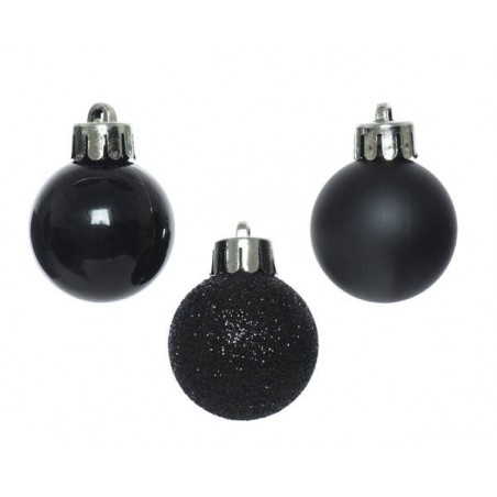 PALLINE INFRANGIBILI ø3cm TUBO MIX NERO 14pz