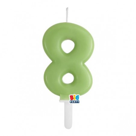 CANDELINA NUMERO 8 TINY PLUMP VERDE OLIVA 7cm
