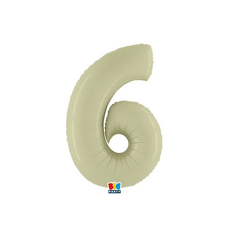 PALLONE NUMERO 6 MYLAR 102cm 40 VERDE OLIVA