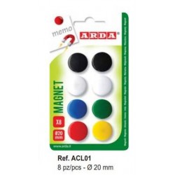 FERMAFOGLI MAGNETICI ø20mm COLORI ASS.TI 8pz ARDA
