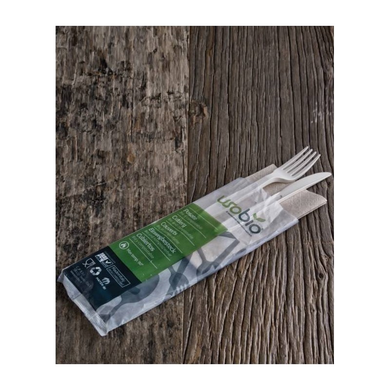 BIS LEAN FORCHETTA+COLTELLO+TOV 2V BIO COMPOSTABILE MATER-BI 400pz INCARTARE