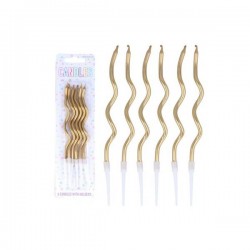 CANDELINE ONDULATE 12cm ORO 6pz