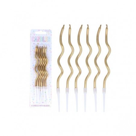CANDELINE ONDULATE 12cm ORO 6pz