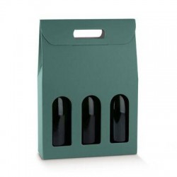 SCATOLA 3 BOTTIGLIE C/FINESTRA 27x9x38,5cm FIBRA VERDE