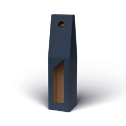 SCATOLA 1 BOTTIGLIA C/MAN. E FIN. 9x9x38cm BLU LISCIA