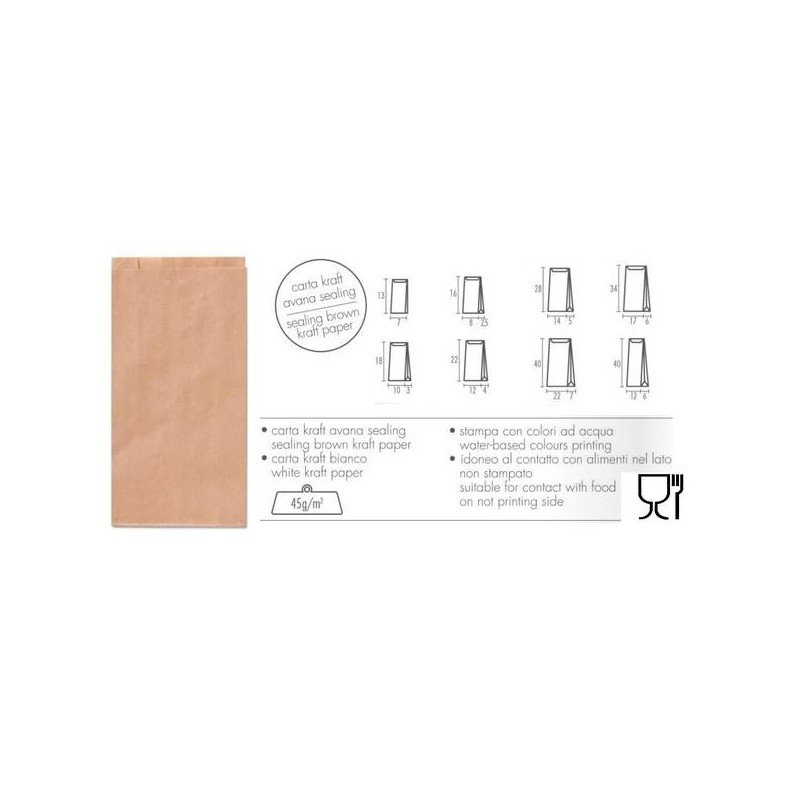 BUSTE REGALO CARTA SEALING AVANA 14+5x28cm 100pz PER ALIMENTI