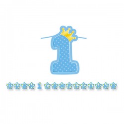 FESTONE MAXI BUON 1° COMPLEANNO CELESTE 6mt