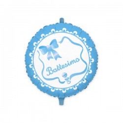 PALLONE MYLAR TONDO IL MIO BATTESIMO CELESTE 45cm