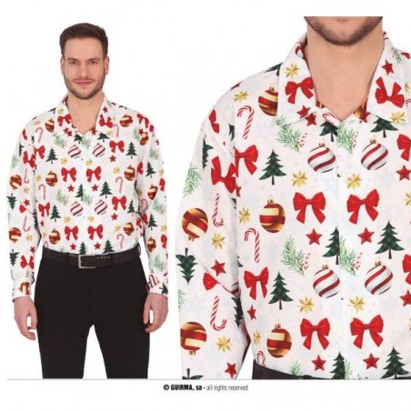 CAMICIA BIANCA CON STAMPA NATALIZIA TG.M 48-50