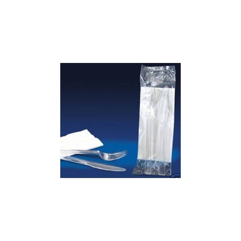 BIS FORCHETTA+COLTELLO+TOVAGLIOLO TRASPARENTI LUX PS RIUTILIZZABILI 500pz