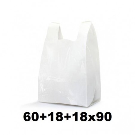 SHOPPER S.MAXI LDPE 60+18+18x90cm 100my BIANCO PER MOVIMENTAZIONE MERCI 10kg