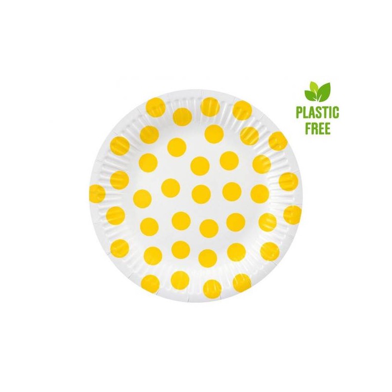 PIATTI IN CARTA 18cm POIS GIALLO 6pz