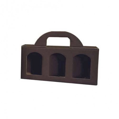 CESTELLO PORTA 3 VASETTI GRANDE C/FIN. 25x8x12cm MARRONE LISCIO