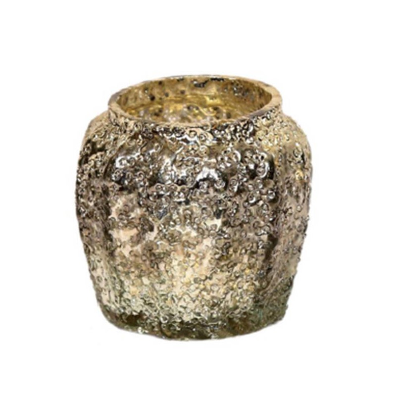 VASO PORTA CANDELA H.8cm ORO