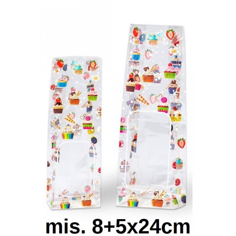 BUSTE PPL F.DO QUADRO CUPCAKES MIS. 8+5x24cm 50pz