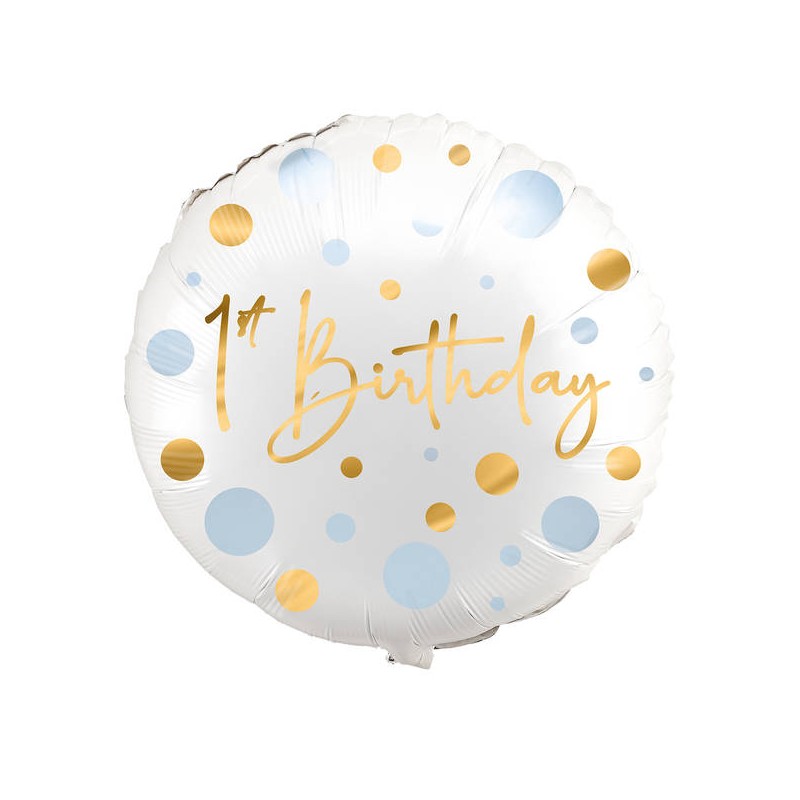 PALLONE MYLAR FIRST BIRTHDAY AZZURRO ø45cm