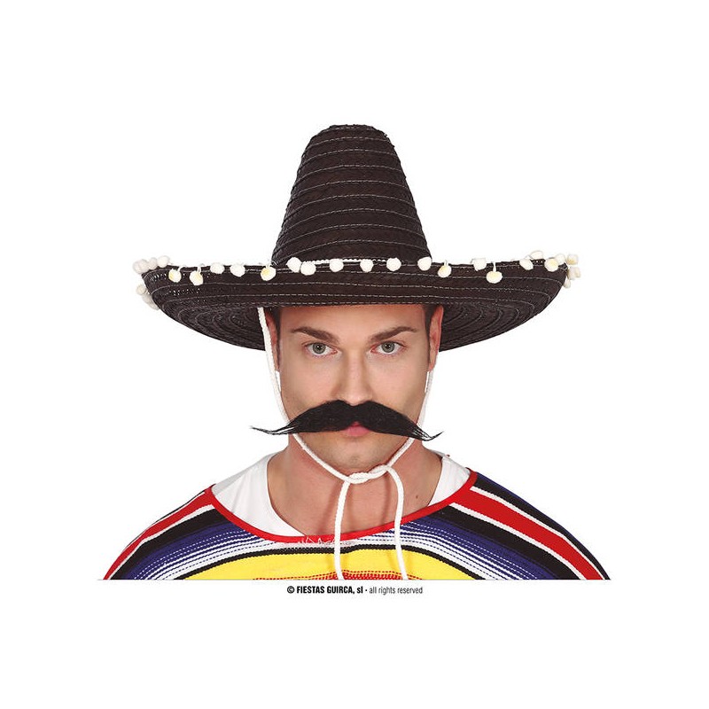 SOMBRERO MESSICANO NERO IN PAGLIA 45cm