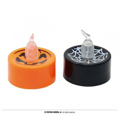 CANDELA ASSORTITA ARANCIONE E NERA CON LUCE 4x4cm