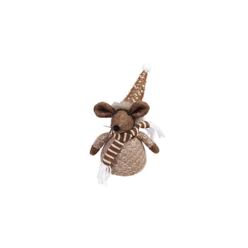 TOPOLINO BROWN CON CAPPELLO E SCIARPA 25cm
