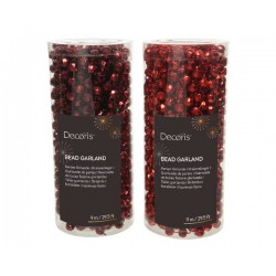 GHIRLANDA PERLE PLASTICA ROSSO BORDEAUX ASSORTITA 9mt