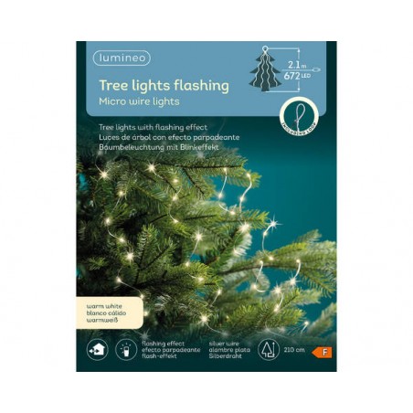 MICROLED A PIRAMIDE ALBERO FLASHING EFFECT 210cm  - FILO ARGENTO LUCE CALDA