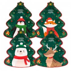 PIATTI SHAPED SANTA'S FRIENDS 27,5x24cm 8pz