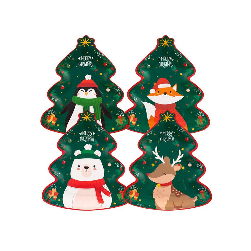 PIATTI SHAPED SANTA'S FRIENDS 27,5x24cm 8pz