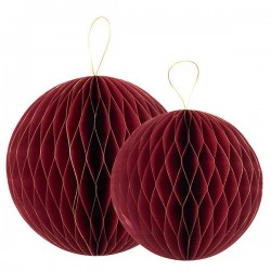 DECORAZIONI SFERE CARTA 25/30cm ROSSO ORO 2pz