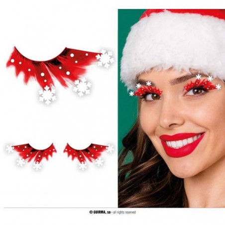 CIGLIA ROSSE CON FIOCCHI DI NEVE