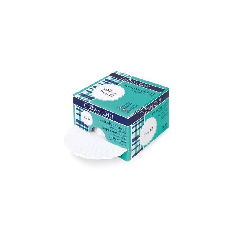 SOTTOBICCHIERI BIANCHI DIAM.9 CROWN CHEF 500pz