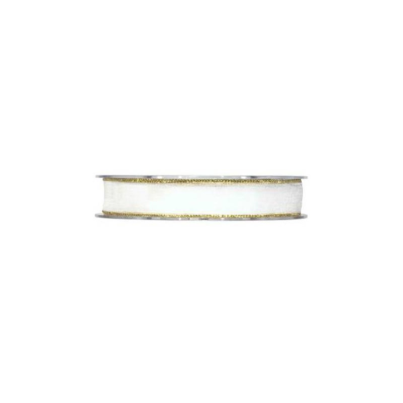 NASTRO METAL ORGANDY mm15x20mt BIANCO BORDO ORO