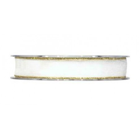 NASTRO METAL ORGANDY mm15x20mt BIANCO BORDO ORO