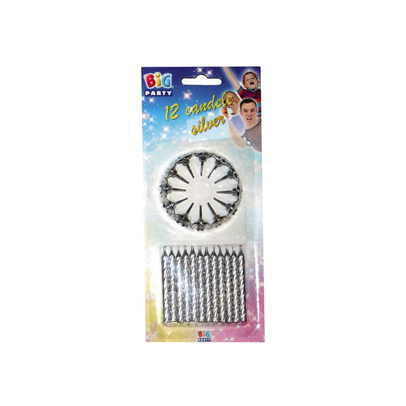 CANDELINE ARGENTO CON SUPPORTO 12pz