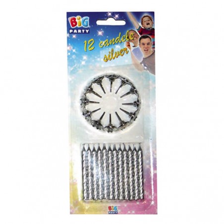 CANDELINE ARGENTO CON SUPPORTO 12pz
