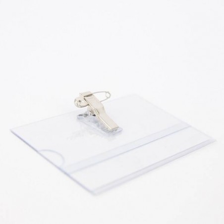 PORTABADGE IN PVC C/SPILLA E CLIP METAL SCATTO