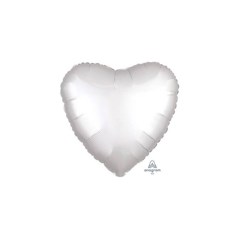 PALLONE MYLAR CUORE 17 42cm SATIN BIANCO WHITE