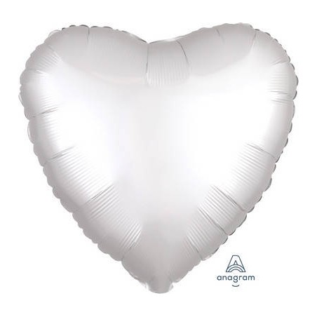 PALLONE MYLAR CUORE 17 42cm SATIN BIANCO WHITE