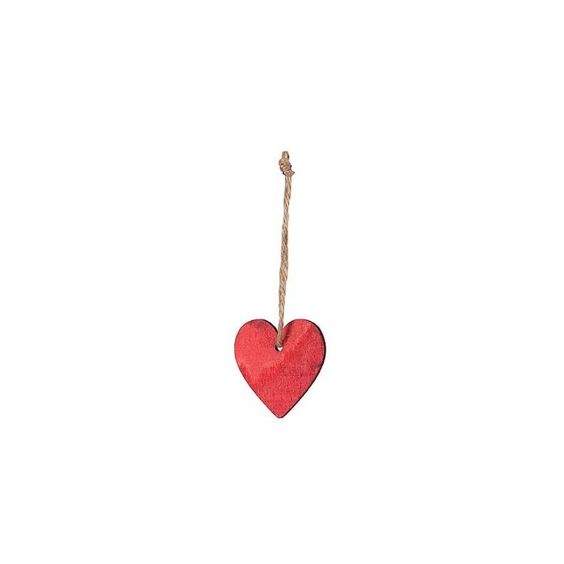 CUORE IN LEGNO C/APPENDINO 4cm ROSSO 24pz