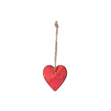 CUORE IN LEGNO C/APPENDINO 4cm ROSSO 24pz