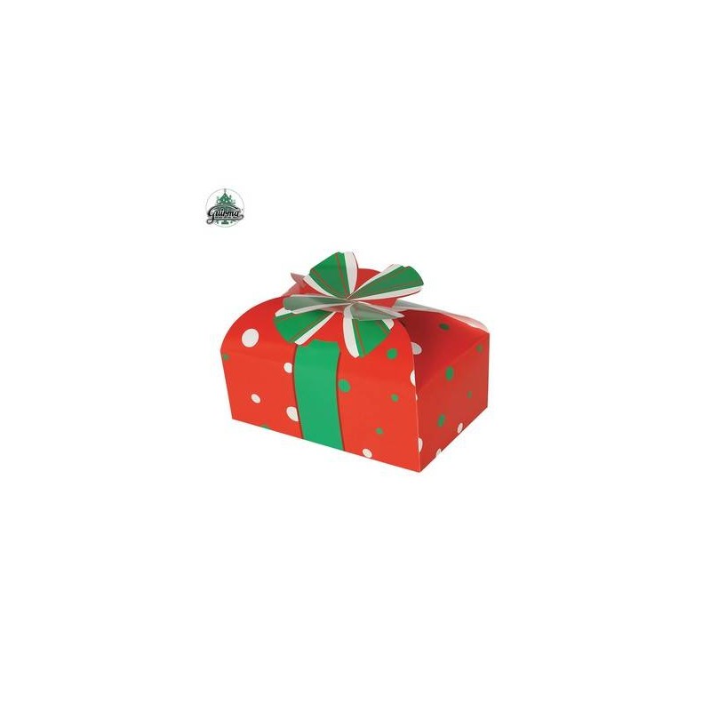 SCATOLA REGALO NATALIZIA ROSSA E POIS 18x11cm