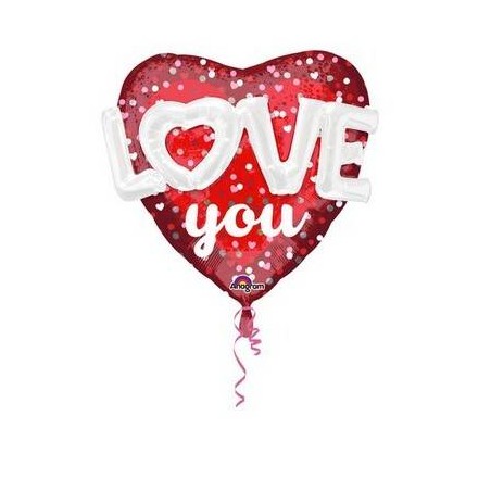 PALLONE MYLAR S/SHAPE MULTI BALLON LOVE HEART AND DOTS 91cm