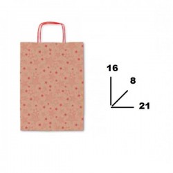 BORSA CARTA COLOR MIS.16+8x21cm STELLINE ROSSE 260F