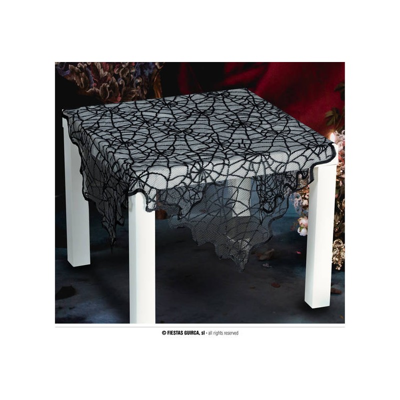 DECORAZIONE NERA IN PIZZO PER TAVOLO , RAGNATELA