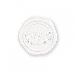 CERALACCA BIANCA CON ROSA ADESIVA Ø3,5cm 12pz