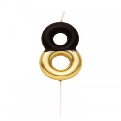 CANDELINA NUMERO 8 NERO/ORO 10,5cm