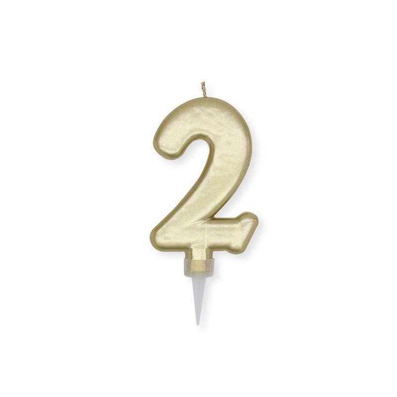 CANDELINA NUMERO 2 PLUMP ORO METAL 10cm