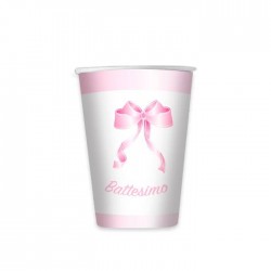 BICCHIERI 200cc BATTESIMO ROSA 8pz