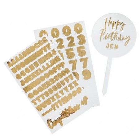 DECO PERSONALIZZABILE PER TORTE IN ACRILICO ORO