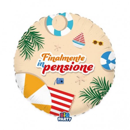 PALLONE MYLAR TONDO 45cm FINALMENTE IN PENSIONE