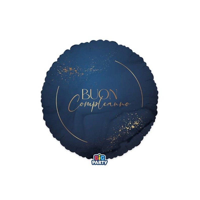 PALLONE MYLAR TONDO 45cm BUON COMPLEANNO BLUE NAVY